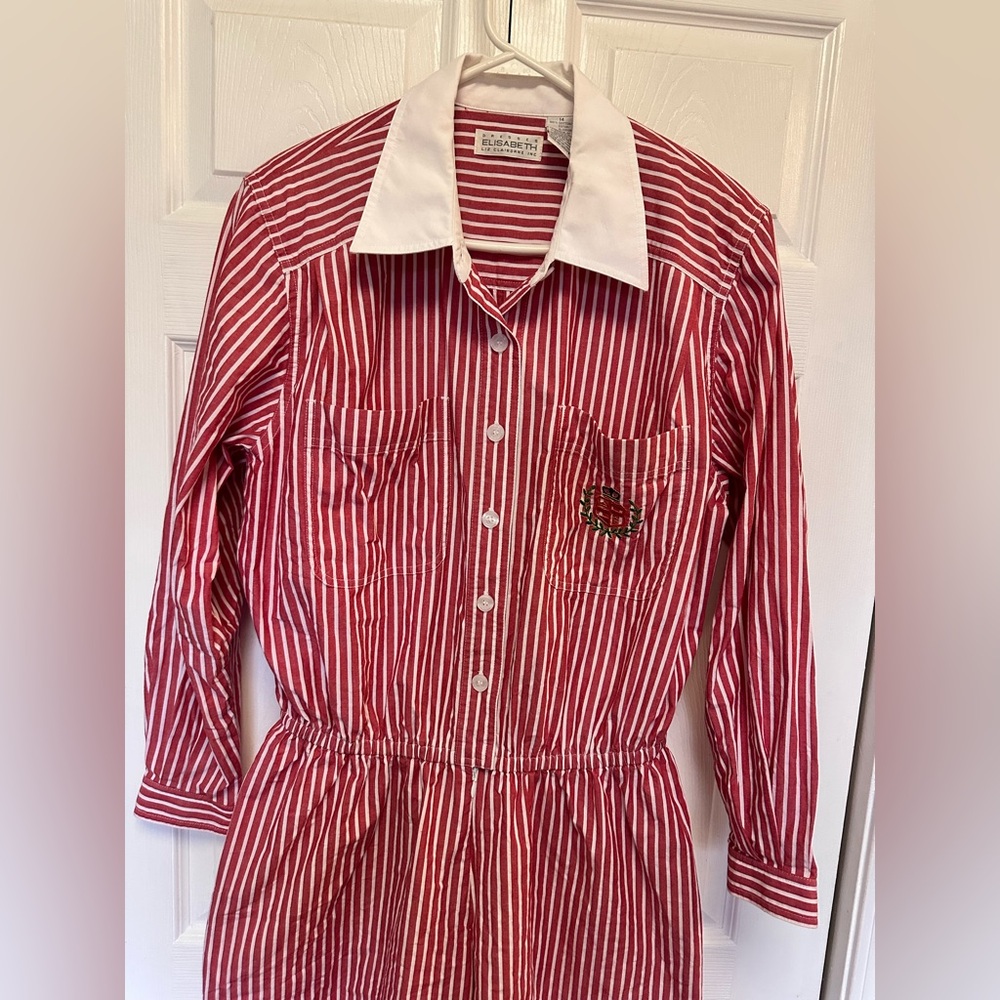 Liz Claiborne Red and White Striped Jumpsuit Romper - Picture 3 of 8